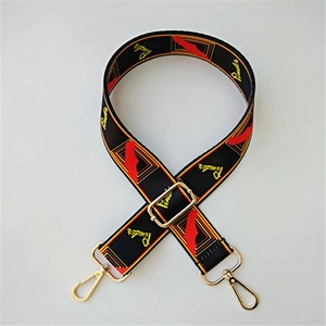Adjustable colorful woven replacement shoulder strap with gold metal buckles for handbags