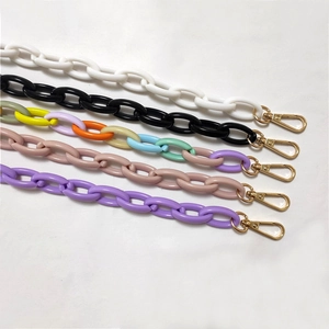 Chunky acrylic bag chain straps in multiple colors with gold metal lobster clasps