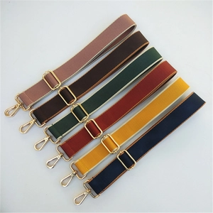 Adjustable thick nylon shoulder straps in multiple colors with gold-tone metal hooks