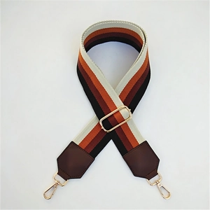 Adjustable thickened colorful striped woven shoulder strap for handbags with gold hooks