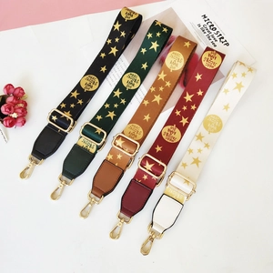 Wide Adjustable Bag Strap Replacement Shoulder Crossbody Belt Star Pattern Metal Buckles Polyester Webbing And Leather