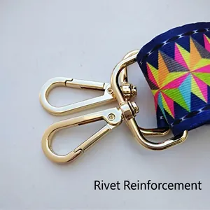 Bandoulière colorée réglable pour sacs à main avec boucles métalliques dorées