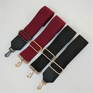 Adjustable wide replacement cotton shoulder straps for crossbody bags in black and burgundy