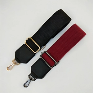Adjustable wide replacement cotton shoulder straps for crossbody bags in black and burgundy