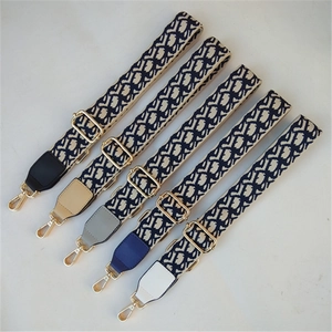 Adjustable Wide Bag Strap Replacement Jacquard Woven Canvas Shoulder Crossbody Belt With Metal Swivel Hooks Vintage Pattern For Women