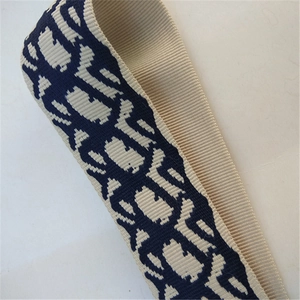 Adjustable wide replacement crossbody bag strap with blue and beige geometric pattern