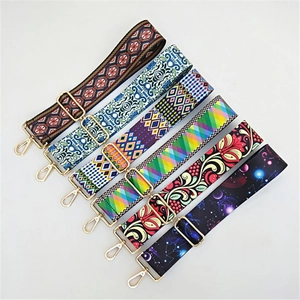 Women's Wide Adjustable Replacement Bag Strap Ethnic Pattern Geometric Printed Shoulder Belt Polyester Strap For Handbags