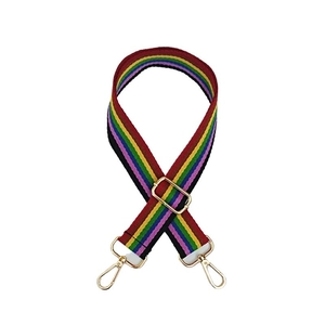 Adjustable rainbow strap for crossbody bags with gold-tone hardware and ethnic style