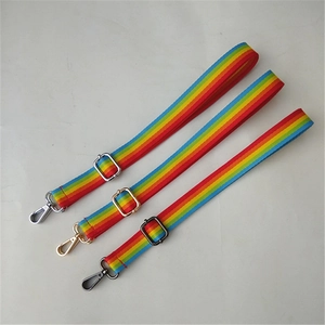 Three-piece set of adjustable rainbow striped shoulder straps with colorful metal clips