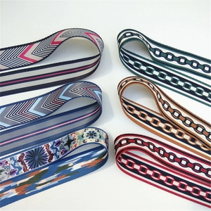 Adjustable woven shoulder straps for crossbody bags in six geometric colorful patterns