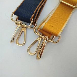 Adjustable nylon colorful shoulder strap for crossbody bags with gold hardware details