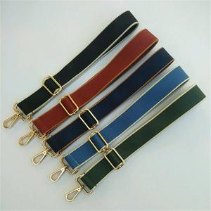 Adjustable colorful wide canvas shoulder strap for handbags with gold metal hardware