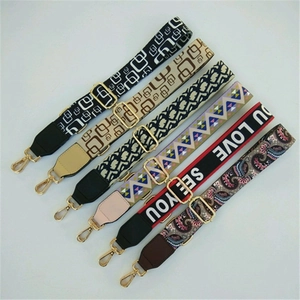 Set of 6 adjustable colorful wide shoulder straps for crossbody bags with gold buckles