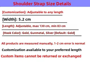 Detail showing 5.2cm width and 83-130cm adjustable length for nylon bag strap