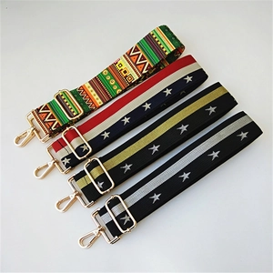 Adjustable Wide Polyester Bag Strap With Star Patterns And Ethnic Stripes Comfortable Replacement Shoulder Strap For Handbags