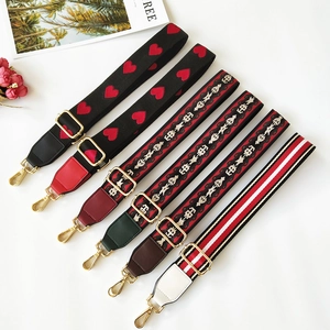 Ethnic style colorful striped replacement shoulder straps with gold metal hooks for handbags