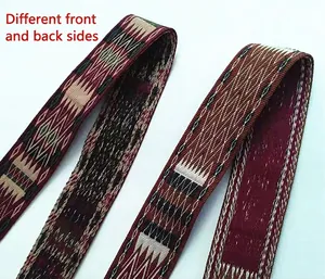 Adjustable geometric woven wide strap with reversible pattern for crossbody bags
