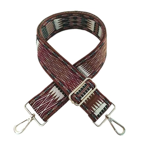 Adjustable jacquard weave shoulder strap with ethnic patterns and gold metal swivel hooks