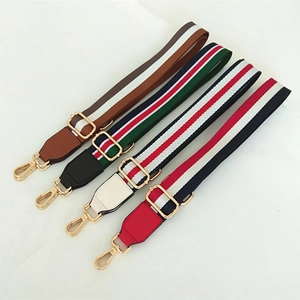 Adjustable wide replacement straps for handbags with durable fabric and gold metal buckles