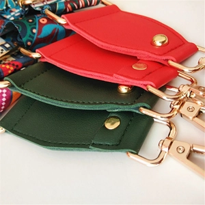 Ethnic style wide adjustable bag straps with geometric patterns and gold metal buckles