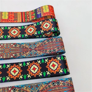 Adjustable ethnic pattern replacement shoulder strap with colorful woven geometric design