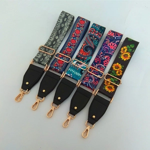 Adjustable woven replacement straps in bohemian, floral, and snake patterns with gold clips