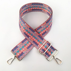 Ethnic bohemian style adjustable guitar bag strap with colorful geometric patterns