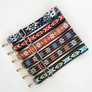 Correa Ancha De Repuesto De Poliéster Étnica Bohemia Retro Floral Ajustable Bolso De Hombro Accesorio