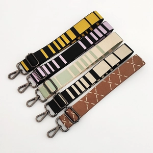 Adjustable striped wide shoulder straps for crossbody bags with durable metal hooks
