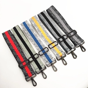 Adjustable 5cm wide shoulder straps with colorful dot and stripe woven patterns