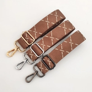 Adjustable wide striped replacement shoulder straps with gold silver and black buckles
