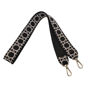 Wide replacement shoulder strap for handbags with black and white geometric pattern