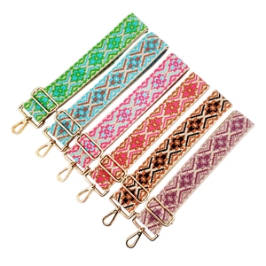 Ethnic Jacquard Wide Shoulder Strap Adjustable Replacement Bag Belt For Crossbody Handbags Bohemian Style Polyester Cotton