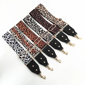 Women Adjustable Leopard Print Replacement Shoulder Strap Wide Polyester Bag Strap With Gold Metal Buckles Fashion Accessories