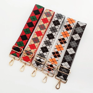 Vintage Argyle Pattern Woven Bag Strap Adjustable Wide Shoulder Strap For Handbags Crossbody Replacement Belt Accessories