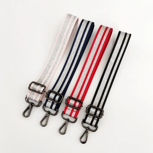 Adjustable 3.8cm shoulder straps with silver stripes in pink, navy, red and black colors