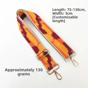 5cm adjustable replacement bag strap featuring yellow camo knit and gold hardware
