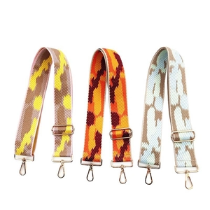 Wide Bag Strap Replacement Adjustable Cotton Blend Jacquard Colorful Geometric Pattern Shoulder Crossbody Metal Buckles