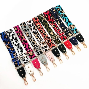 Detailed selection of adjustable colorful leopard print wide shoulder straps with gold hardware