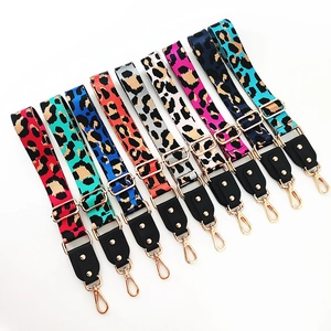 Adjustable colorful leopard print shoulder straps with gold hardware for handbags