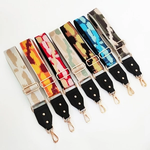 Adjustable colorful wave pattern replacement shoulder straps with gold-tone metal buckles