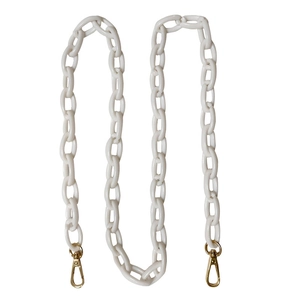 Removable white acrylic chunky chain strap with gold lobster clasps for handbags
