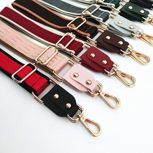 Adjustable jacquard bag straps with golden hardware in various stylish colors