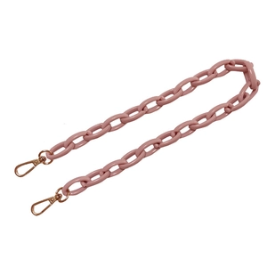 Pink acrylic replacement handbag chain strap with pale gold metal lobster clasps