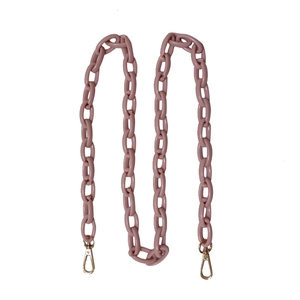 Smoky pink acrylic thick chain strap for bags with gold lobster clasps and large links
