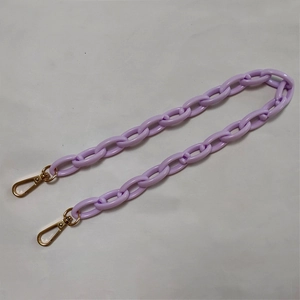 Removable light purple acrylic chain strap with gold lobster clasps for handbags