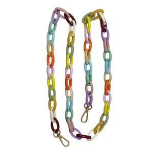 Multi-colored acrylic chain strap with gold lobster clasps for bags or phones
