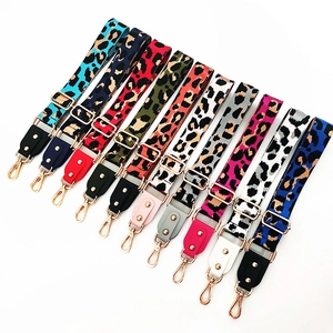 Leopard Print Wide Bag Strap Adjustable Nylon Replacement Belt For Crossbody Shoulder Bags With Metal Hook