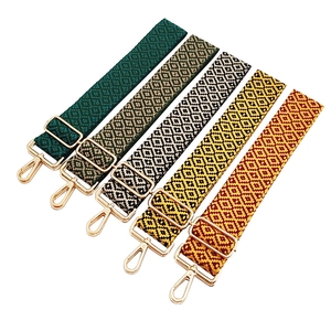Adjustable Wide Bag Strap Replacement Jacquard Polyester Cotton Diamond Pattern Crossbody Shoulder Bag Belt National Style