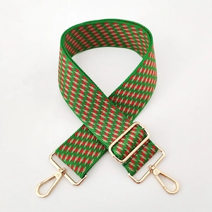 5cm wide colorful geometric jacquard woven shoulder strap with gold metal hooks